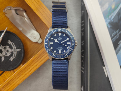 Premium Nylon Honeycomb Weave Single Pass Watch Strap Deep Blue