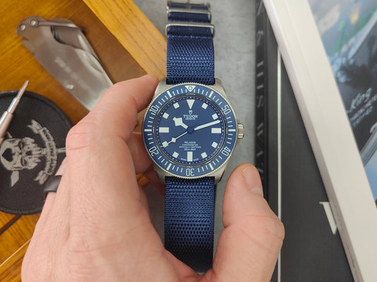 Premium Nylon Honeycomb Weave Single Pass Watch Strap Deep Blue