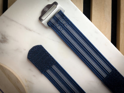 The Adventurer - Ribbed Nylon Single Pass Hook and Loop Watch Strap - Blue Bond