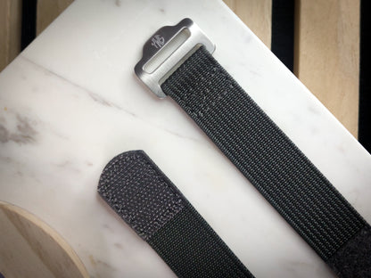 The Adventurer - Ribbed Nylon Single Pass Hook and Loop Watch Strap - Dark Grey