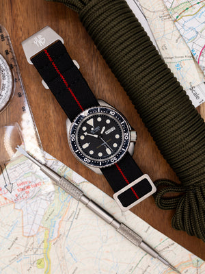 Marine Nationale Parachute Elastic Watch Strap - Black Red