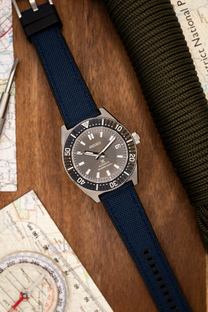 Premium Hybrid Sailcloth FKM Rubber Two Piece Watch Strap (20mm - 22mm) Blue - Quick Release Spring Bars