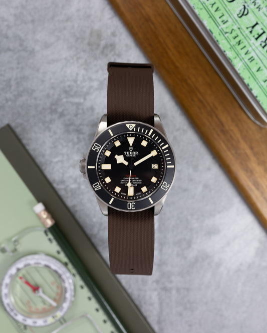 Premium FKM Rubber Single Pass Strap - Hatch Weave - Brown