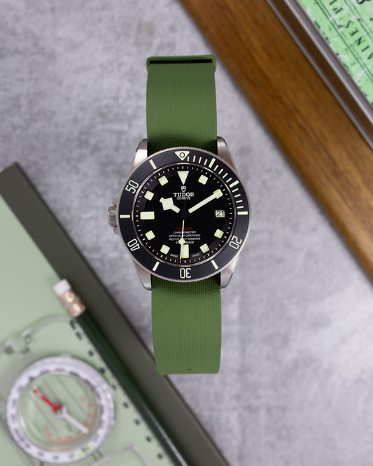 Premium FKM Rubber Single Pass Strap - Hatch Weave - Green