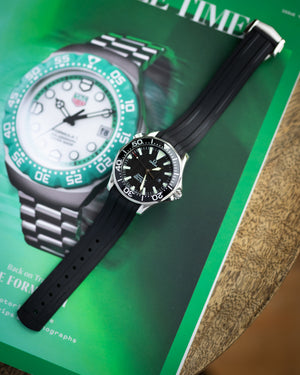 Premium Fitted FKM Rubber Strap - For Omega Seamaster Black