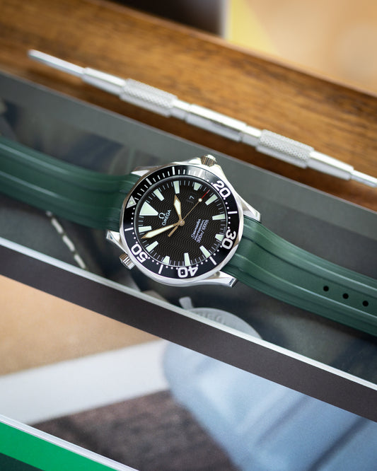 Premium Fitted FKM Rubber Strap - For Omega Seamaster Green