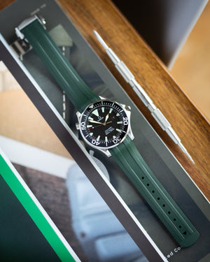 Premium Fitted FKM Rubber Strap - For Omega Seamaster Green