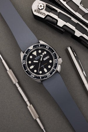 The Essentials Premium Cut To Size FKM Rubber Two Piece Watch Strap Slate Grey