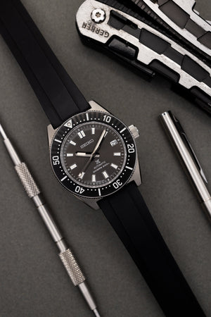 The Essentials Premium Cut To Size FKM Rubber Two Piece Watch Strap Black