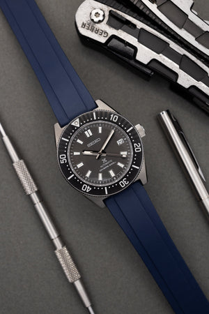 The Essentials Premium Cut To Size FKM Rubber Two Piece Watch Strap Navy Blue