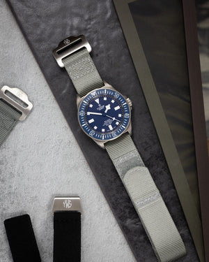 The Adventurer - Tubular Nylon Single Pass Hook and Loop Watch Strap - Grey