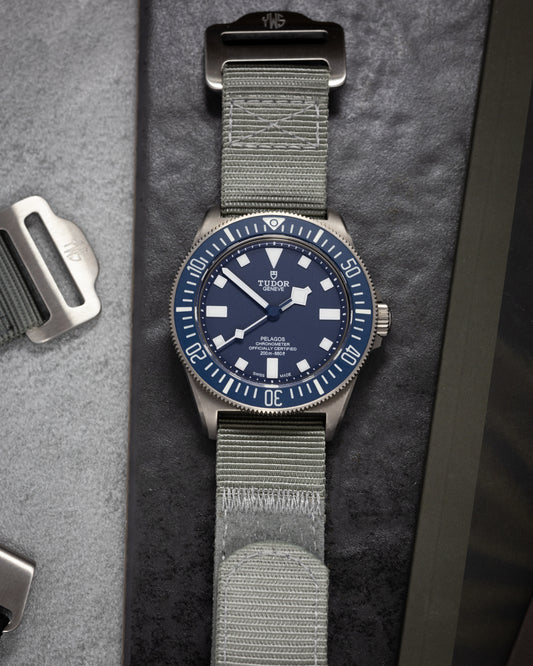 The Adventurer - Tubular Nylon Single Pass Hook and Loop Watch Strap - Grey
