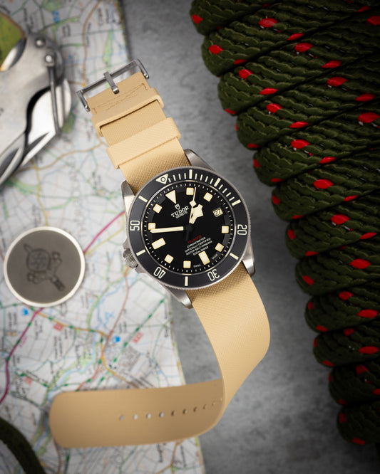 Premium FKM Rubber Single Pass Strap - Hatch Weave - Oatmeal