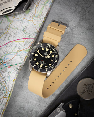 Premium FKM Rubber Single Pass Strap - Hatch Weave - Oatmeal