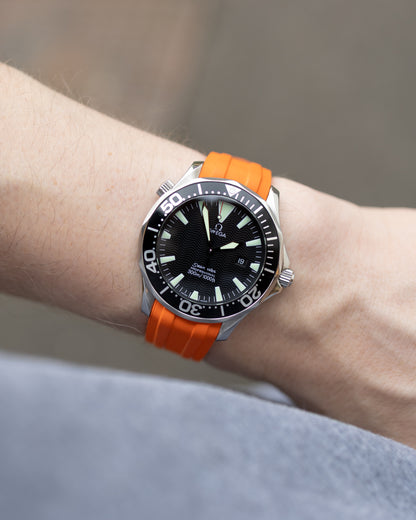 Premium Fitted FKM Rubber Strap - For Omega Seamaster Orange