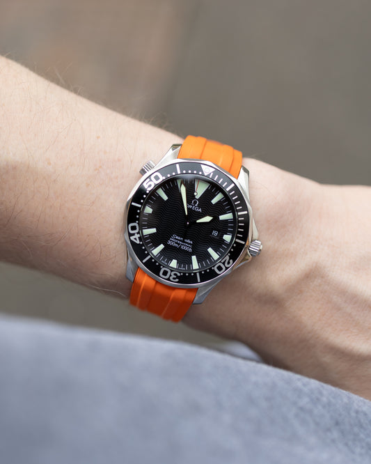 Premium Fitted FKM Rubber Strap - For Omega Seamaster Orange