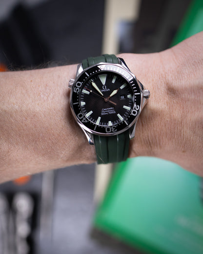 Premium Fitted FKM Rubber Strap - For Omega Seamaster Green
