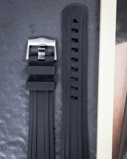 Premium Fitted FKM Rubber Strap - For Omega Seamaster Black