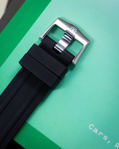 Premium Fitted FKM Rubber Strap - For Omega Seamaster Black