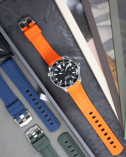 Premium Fitted FKM Rubber Strap - For Omega Seamaster Orange