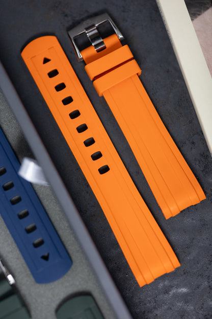 Premium Fitted FKM Rubber Strap - For Omega Seamaster Orange