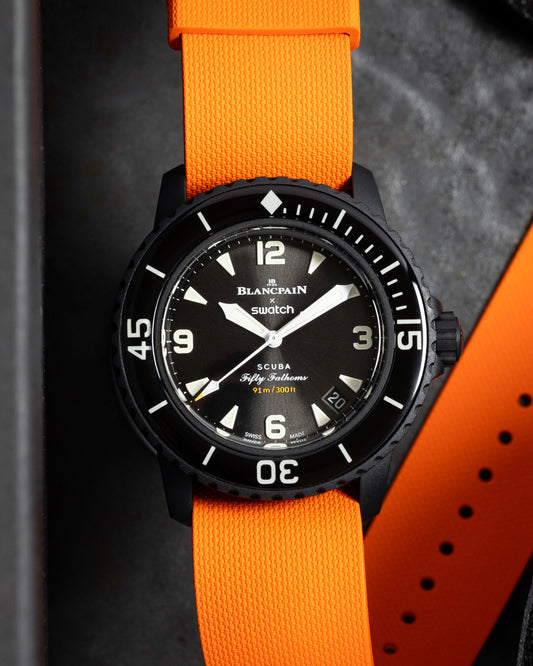 Premium FKM Rubber Single Pass Strap - Hatch Weave - Orange