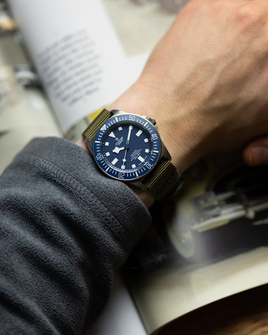 The Adventurer - Tubular Nylon Single Pass Hook and Loop Watch Strap - Green