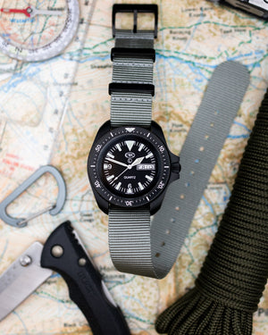 Obsidian Series - Premium Tubular Nylon Single Pass Watch Strap - Grey