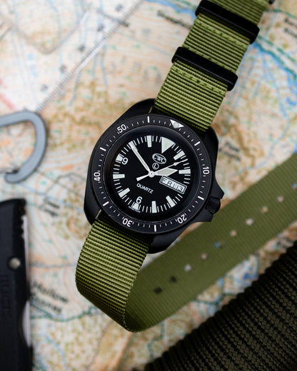 Obsidian Series - Premium Tubular Nylon Single Pass Watch Strap - Green