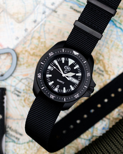 Obsidian Series - Premium Tubular Nylon Single Pass Watch Strap - Black