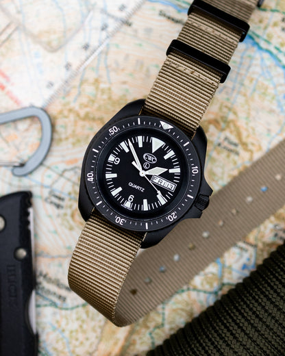 Obsidian Series - Premium Tubular Nylon Single Pass Watch Strap - Khaki