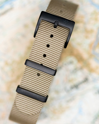 Obsidian Series - Premium Tubular Nylon Single Pass Watch Strap - Black