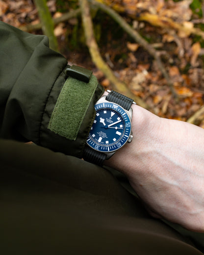 The Adventurer - Ribbed Nylon Single Pass Hook and Loop Watch Strap - Dark Grey