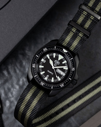 Obsidian Series - Premium Tubular Nylon Single Pass Watch Strap - Spectre - Black Grey