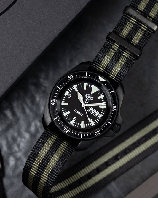 Obsidian Series - Premium Tubular Nylon Single Pass Watch Strap - Spectre - Black Grey