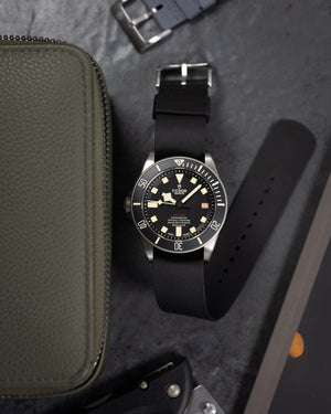 Premium FKM Rubber Single Pass Strap - Hatch Weave - Black