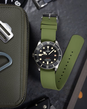 Premium FKM Rubber Single Pass Strap - Hatch Weave - Green