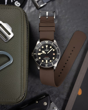 Premium FKM Rubber Single Pass Strap - Hatch Weave - Brown
