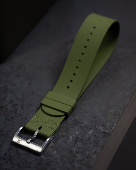 Premium FKM Rubber Single Pass Strap - Hatch Weave - Green