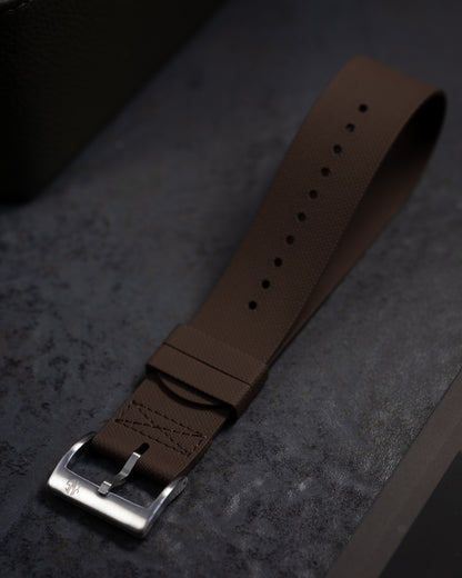 Premium FKM Rubber Single Pass Strap - Hatch Weave - Brown