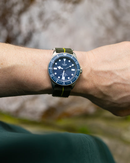 The Adventurer Elastics - Single Pass Hook and Loop Watch Strap - Green Yellow
