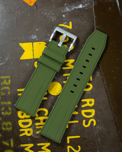 Forest Green Premium Weaved FKM Rubber Strap 20 & 22mm