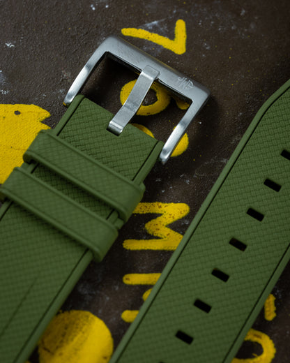 Forest Green Premium Weaved FKM Rubber Strap 20 & 22mm