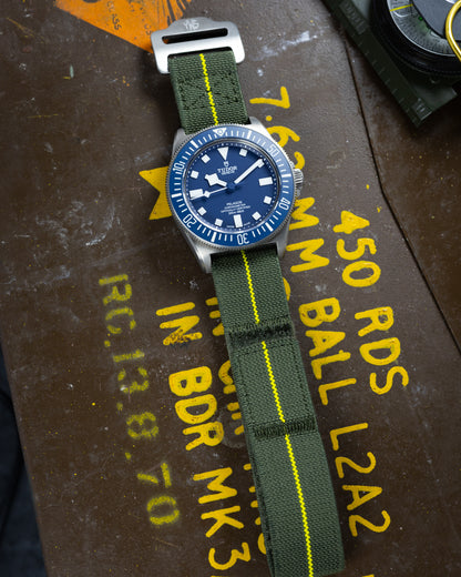 The Adventurer Elastics - Single Pass Hook and Loop Watch Strap - Green Yellow
