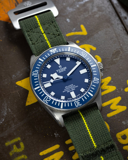 The Adventurer Elastics - Single Pass Hook and Loop Watch Strap - Green Yellow