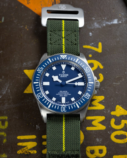 The Adventurer Elastics - Single Pass Hook and Loop Watch Strap - Green Yellow