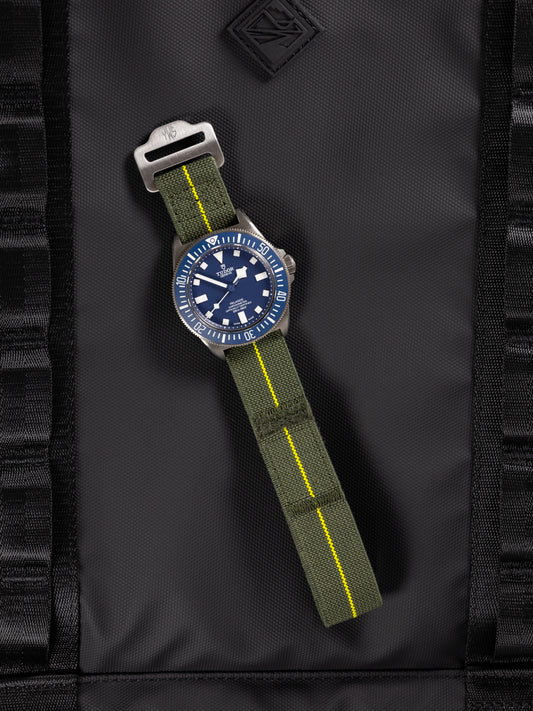 The Adventurer Elastics - Single Pass Hook and Loop Watch Strap - Green Yellow