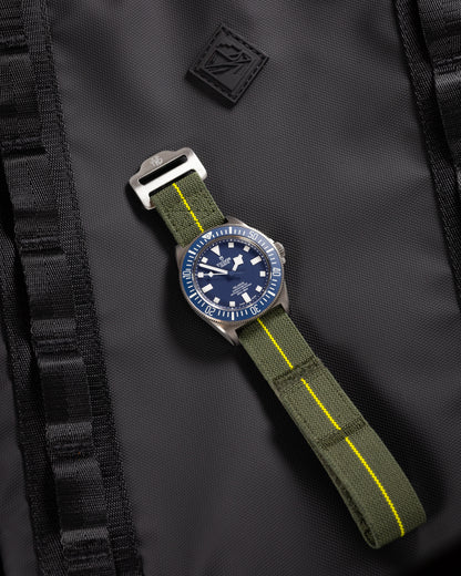 The Adventurer Elastics - Single Pass Hook and Loop Watch Strap - Green Yellow