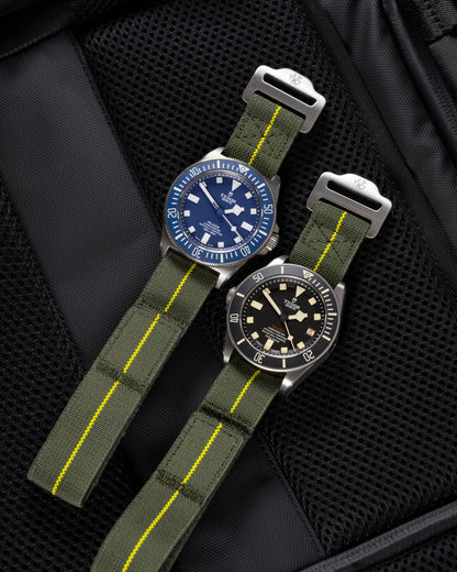 The Adventurer Elastics - Single Pass Hook and Loop Watch Strap - Green Yellow