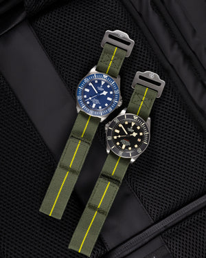 The Adventurer Elastics - Single Pass Hook and Loop Watch Strap - Green Yellow
